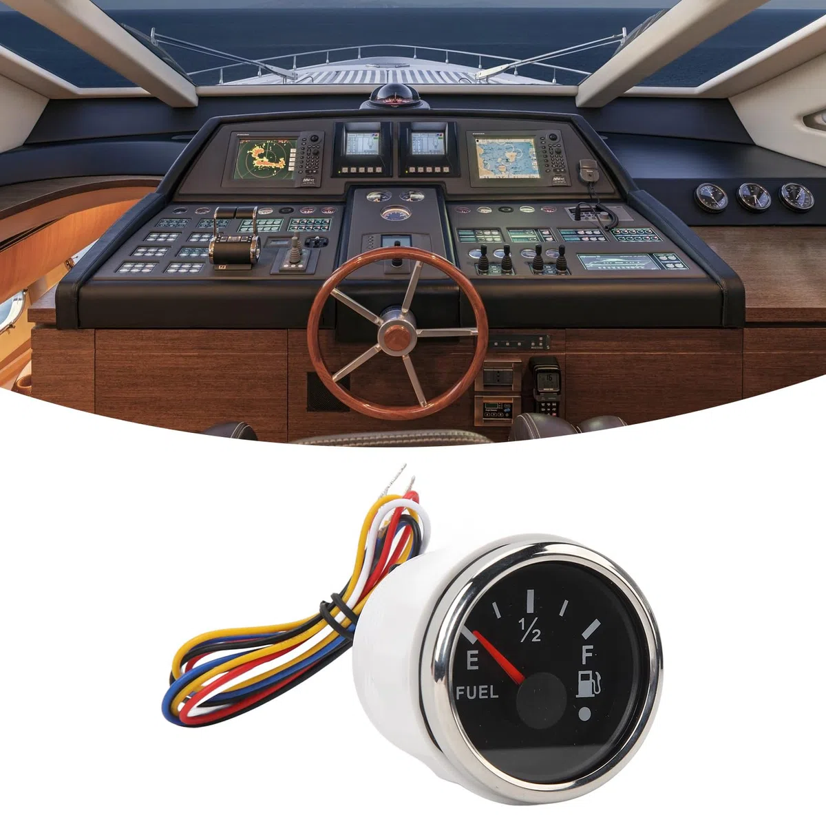 Medidor de Combustible Universal, Indicador Digital de Nivel de Combustible, Medidor de Combustible Marino, 52mm, DC9-32V, 240-33ohm, para Vehículos Recreativos, (Bisel plateado