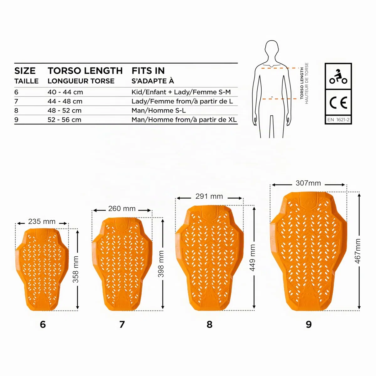 Furygan Full Back Fury D3O EVO - Protector de Espalda D3O homologado Nivel 2 - Protección certificada para Moto - Confort Ligero Flexible - Seguridad Ventilación