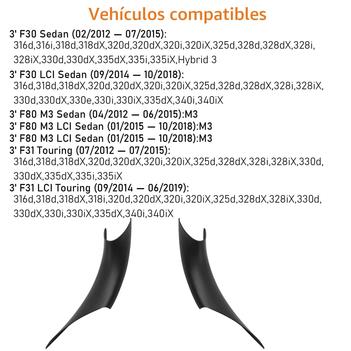 TTCR-II 2PCS Compatible con Tirador de Puerta BMW Serie 3 Serie 4 F30/F31/F34/F80 320i,328i,330i,335i & F32/F33/F36 428i,435i，Manijas Interiores Para Coche,Cubiertas para tiradores de puerta -（Negro）