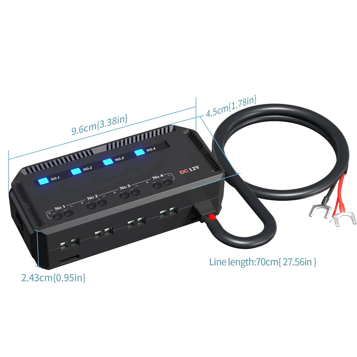 Premium 4 Vías Caja de Fusibles de Coche con Alambre, Portafusibles 12v con Relé con Lámpara de Alerta LED Kit para Motocicletas, automóviles, vehículos eléctricos de 12V