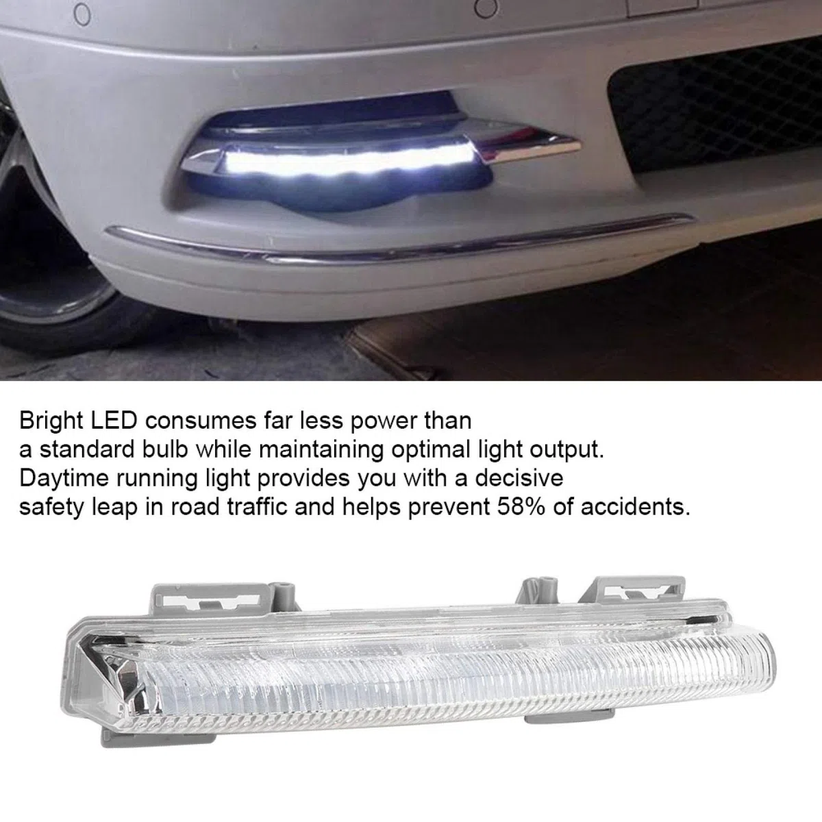 Luz diurna impermeable LED DRL anti-UV, lámpara de luz diurna ABS anticorrosión para coche, para Mercedes-Benz W204 Mercedes-Benz W212(Right light)