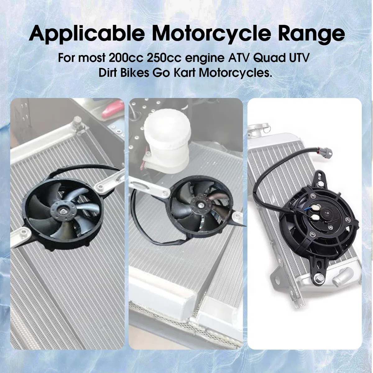 JFG RACING Ventilador Enfriamiento Moto,Ventilador Radiador Aceite Moto Ventilador Radiador 12V para 200cc-250cc Dirt Pit Bike ATV UTV Go Kart Quad Motocross