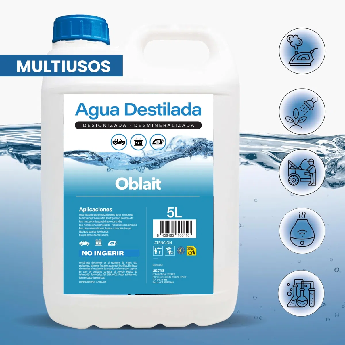 MUNTRADE Agua Destilada 10L | Nueva Formulación Alta Pureza