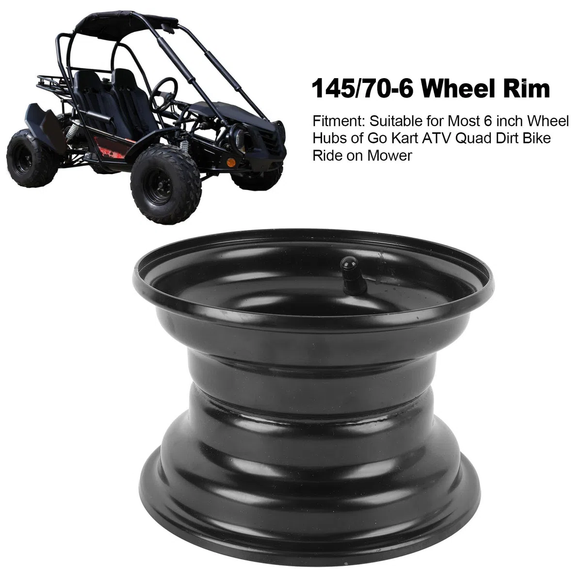 Llanta de 6 Pulgadas 145/70-6 con 3 Agujeros, Aleación de Aluminio de Tracción Mejorada Go Kart de Repuesto para Atv, Quad Dirt Bike, Cortacésped