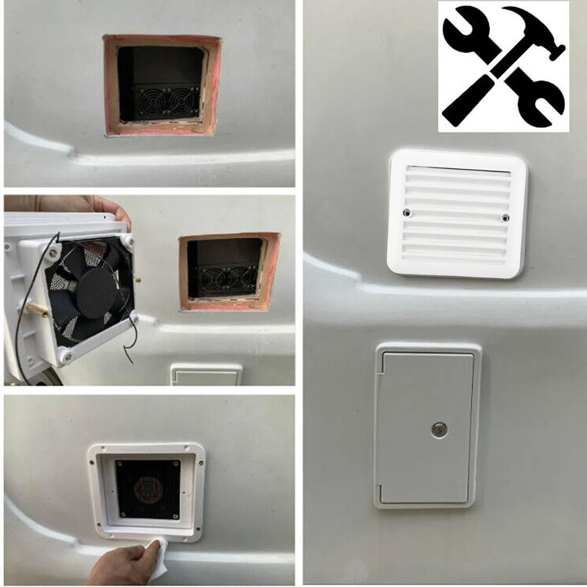 Extractor de Aire RV de 12 V, Extractor de Ventilación Lateral, Ventilador de Ventilación, 97 X 97 Mm para Remolques, Barcos, Caravanas, Fácil Instalación con Diseño Antimoscas