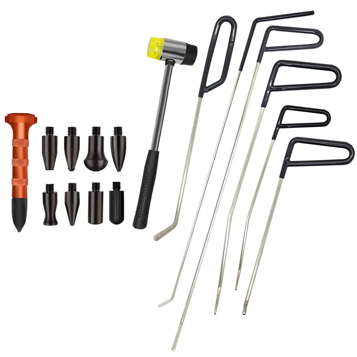 Set de herramientas para eliminar abolladuras, herramientas de reparación sin pintura para el cuerpo del automóvil - juego de extractores para reparación de abolladuras en la superficie del