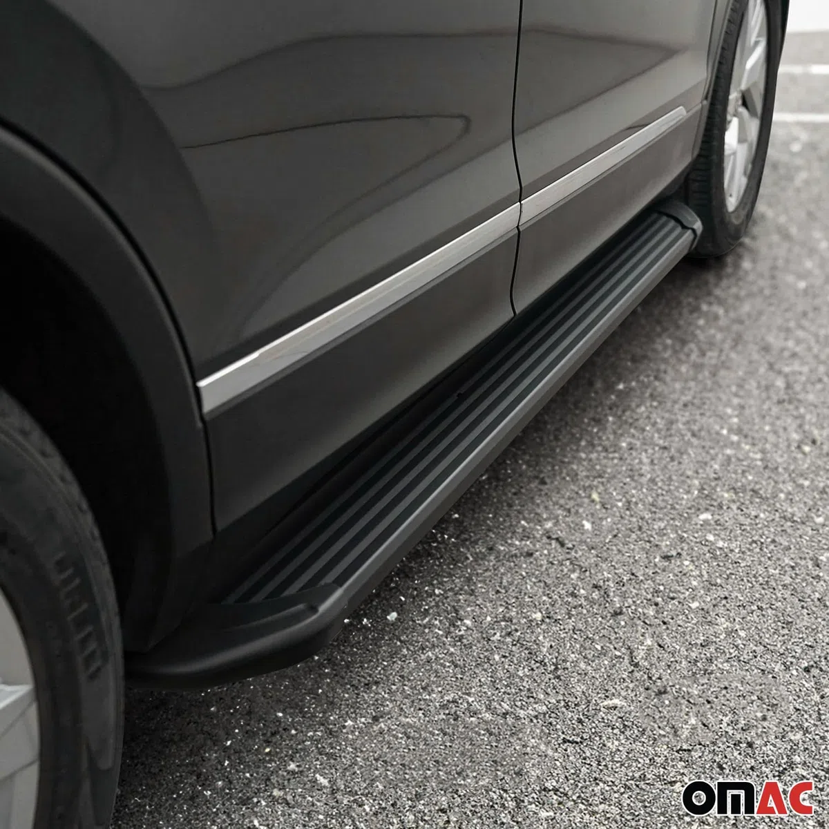 OMAC Faldones Laterales Estribos Laterales Schweller Compatible con Porsche Cayenne 2010-2017 ALU Negro