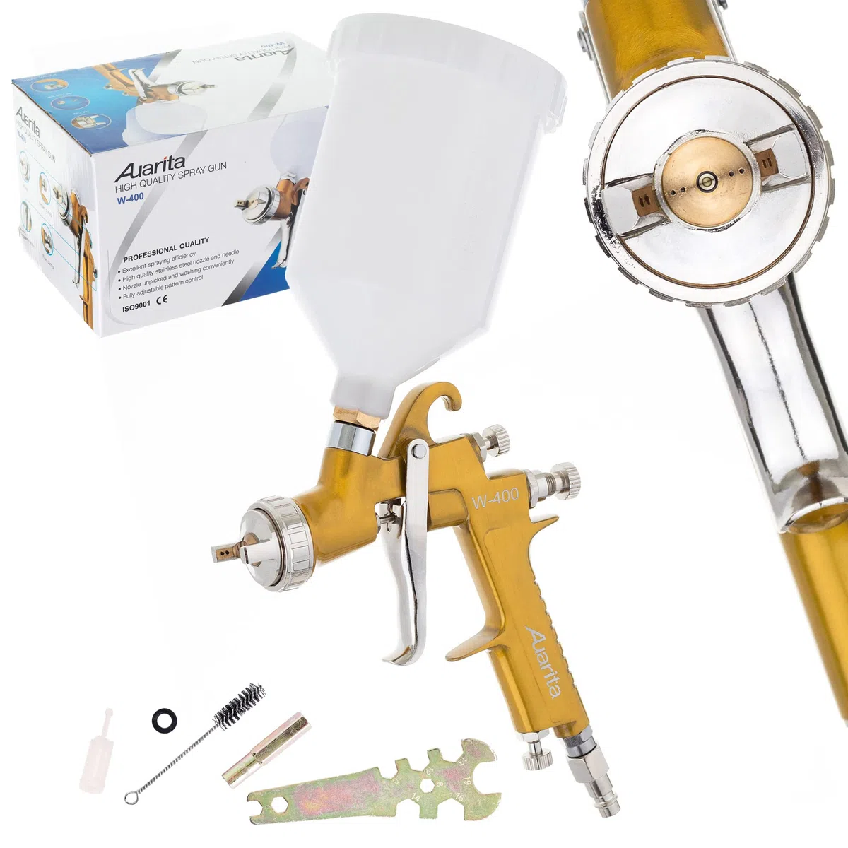 LVMP Technology Pistola W-400 Boquilla 1,3mm Durable 600 ml Capacidad para Pintar Madera Barnices Acrílicos E Incolores Base Agua