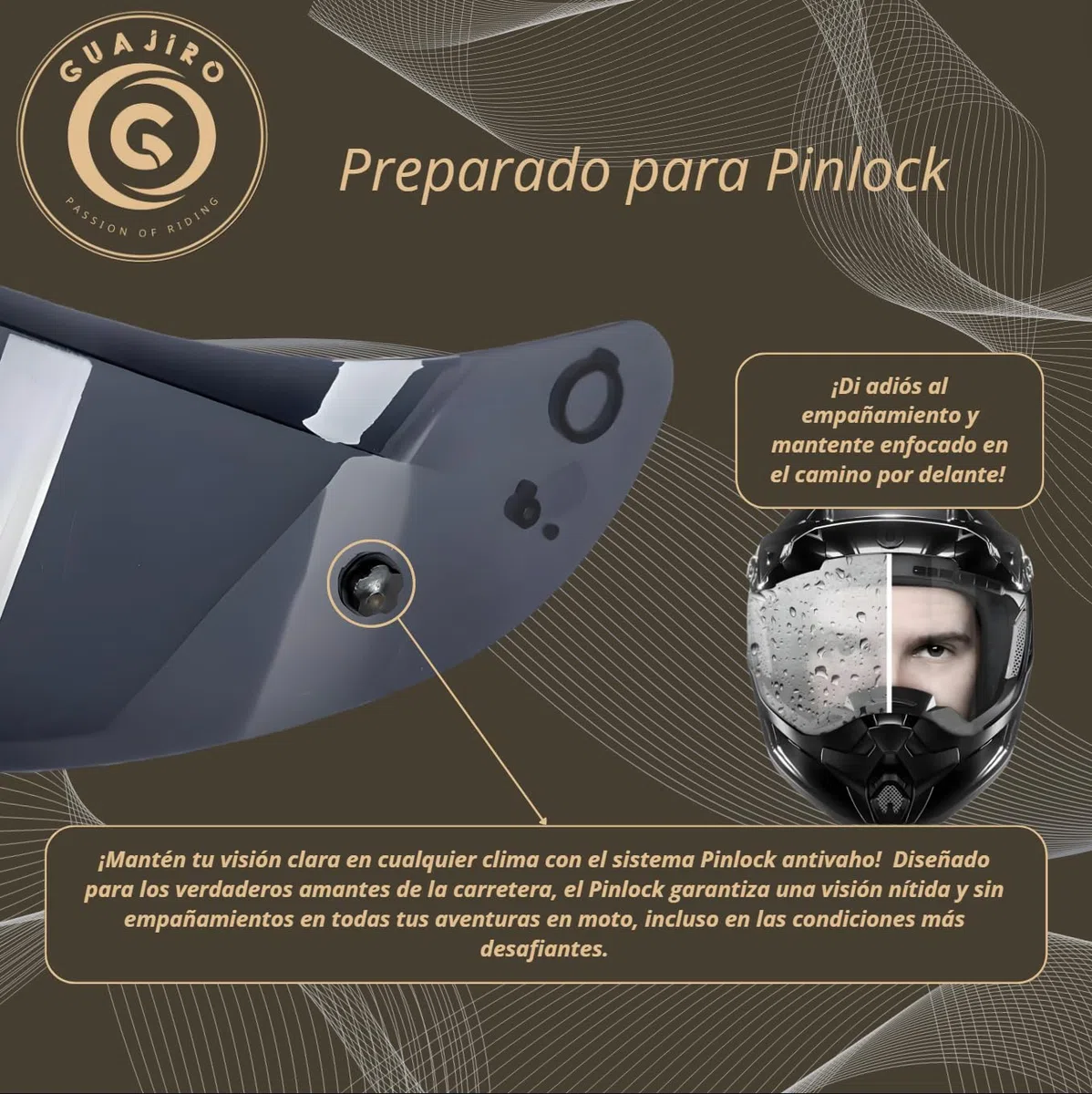 Guajiro - Visera Compatible con HJC HJ26 | RPHA11 y RPHA70 (CARBON) | Visor Moto con soporte para Pinlock Antivaho | Material de Policarbonato Reforzado (Negro)