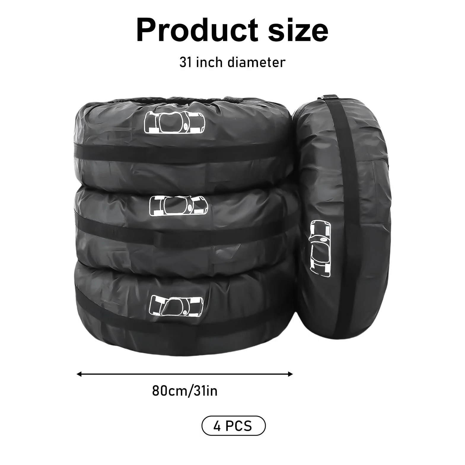 4 piezas de juego de fundas para neumáticos: 19-23 pulgadas Funda impermeable para neumáticos, funda lavable para neumáticos, funda para neumáticos, funda para ruedas, cubierta para rueda de repuesto