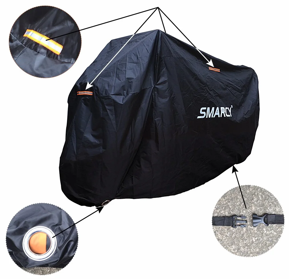 Funda Protector para Moto, Cubierta para Moto/Motocicleta Resistente al Agua a Prueba de UV, Color Negro XL