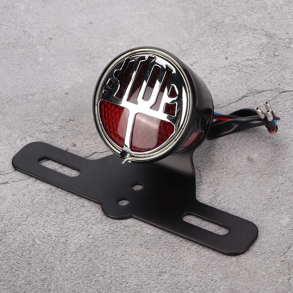 Universal Vintage Motorcycle LED Luz trasera Luz de freno Luz de freno Lámpara con soporte de matrícula