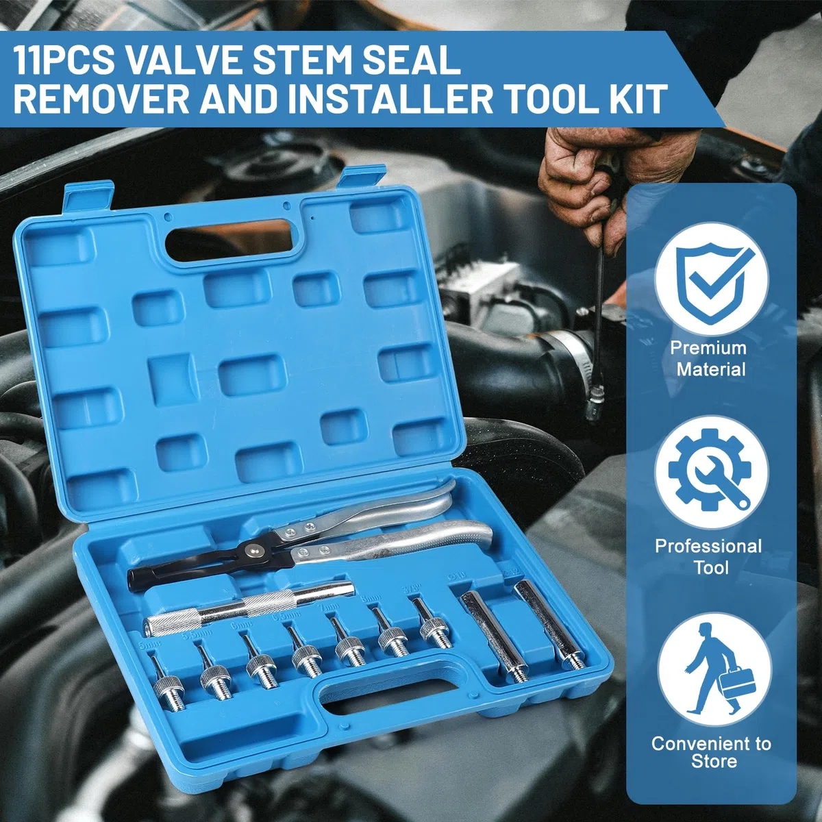 DBREAKS 11 Juego de Instalador y Extractor de Retenes de Valvulas de Motor, Kit de Alicates para Retenes de Válvula