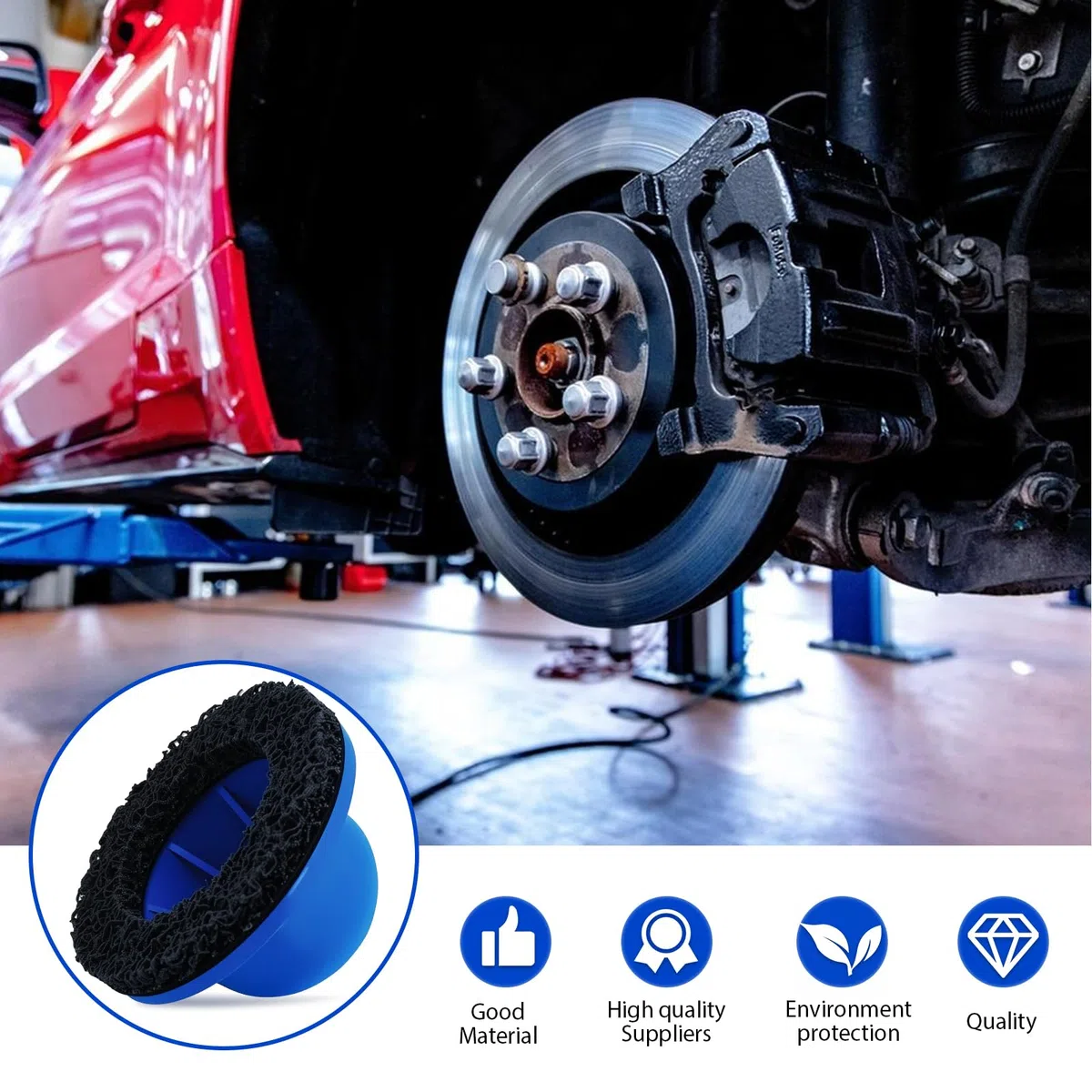 BAIFULAI Amoladora de buje de rueda: azul lijadora de cubo de rueda para coche, acabado de plástico, diámetro interior de 90 mm, diámetro exterior de 150 mm, lijadora de buje para llave de impacto de