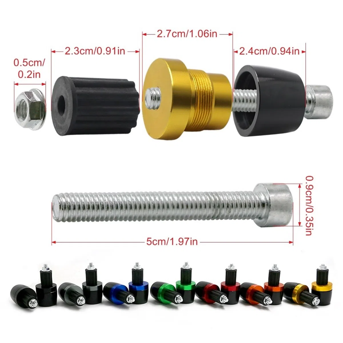 LOTFI 7/8" Extremos de empuñaduras de Manillar Barra de Manillar tapón de Tapa de contrapeso Ajuste Deslizante for Suzuki GSF 250 600 600S 650 650S 650N 1250 Bandit 650S (Size : Blue)