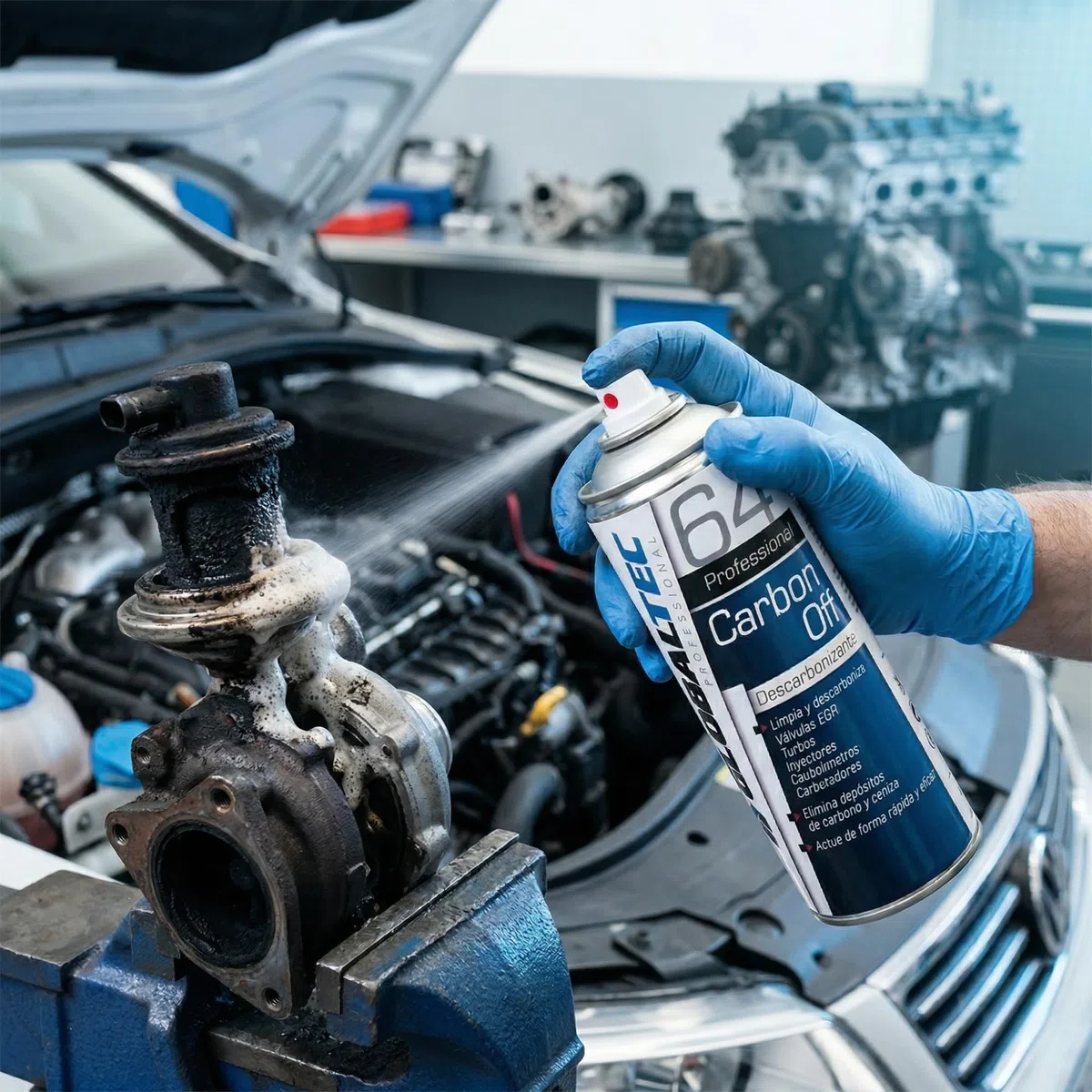 Descarbonizante Motor 5 en 1 Spray 400 ml – Limpia Válvulas EGR, Turbo, Inyectores y FAP sin Desmontar – Diésel y Gasolina – Elimina Carbonilla y Recupera Potencia – Globaltec Professional