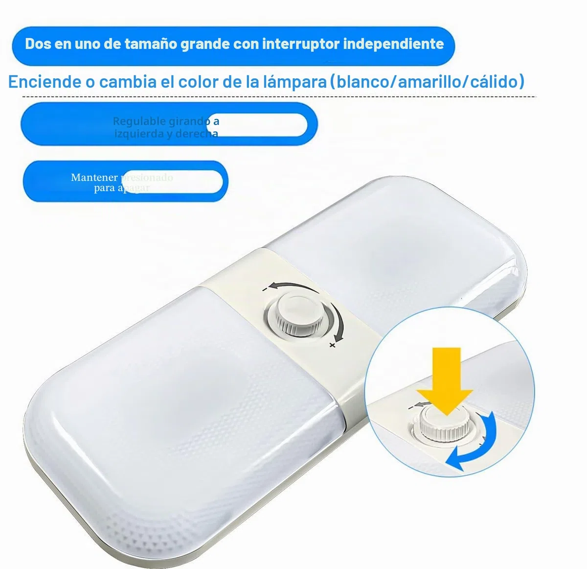 12v Luces Interiores Led, Luces de Techo Regulables, 120 Luces LED para autocaravanas con Interruptor, luz Blanca Amarilla y cálida, Universal para 12v-24v Caravana Coche Camping