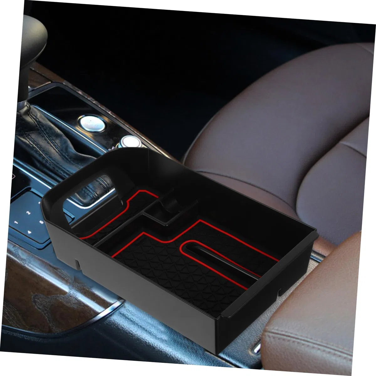 CHILDWEET Bandeja Organizadora Para Tablero Del Automóvil Roja, Cajón De Almacenamiento Para Consola Central, Material Pp Resistente, Multifuncional Para Viaje y Uso Diario En Coche