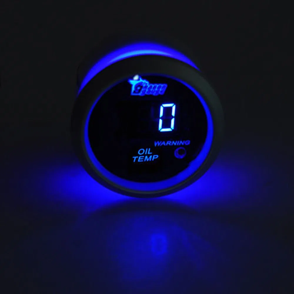 E Support 2" 52mm Medidor LED Azul Digital de Temperatura Calibre Instrumento del Aceite del Motor del Coche