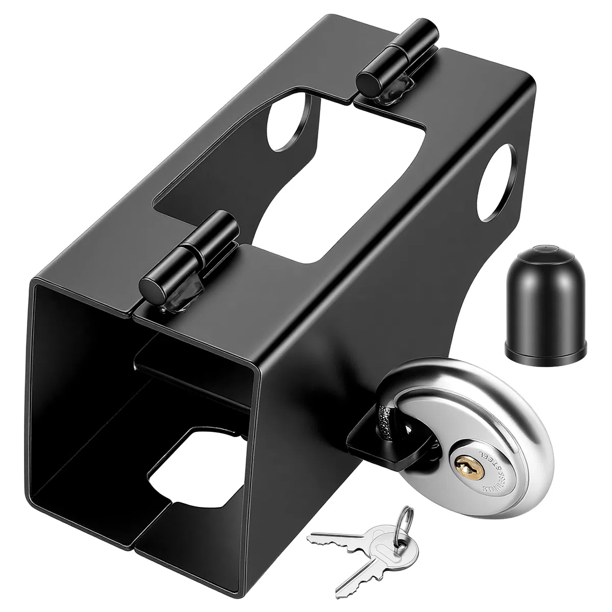 MEISHILE Candado para Remolque con Cerradura Redonda, Cerradura De Remolque, Atención: para acoplamientos de hasta máx. 9 cm de Altura x 9 cm de Ancho, Erradura De Barra De Tracción con Llave