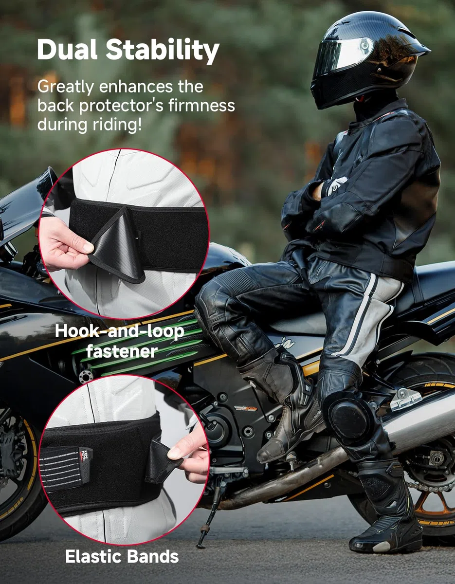 KEMIMOTO Protección de Espalda para Moto, Certificación CE-2, Protección Dorsal con Correas, Diseño Antideslizante y Ligero, para Todas Las Estaciones y Diversas Actividades al Aire Libre