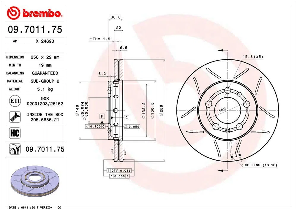 Brembo 09701175 Max Line Disco de Freno, Set de 2
