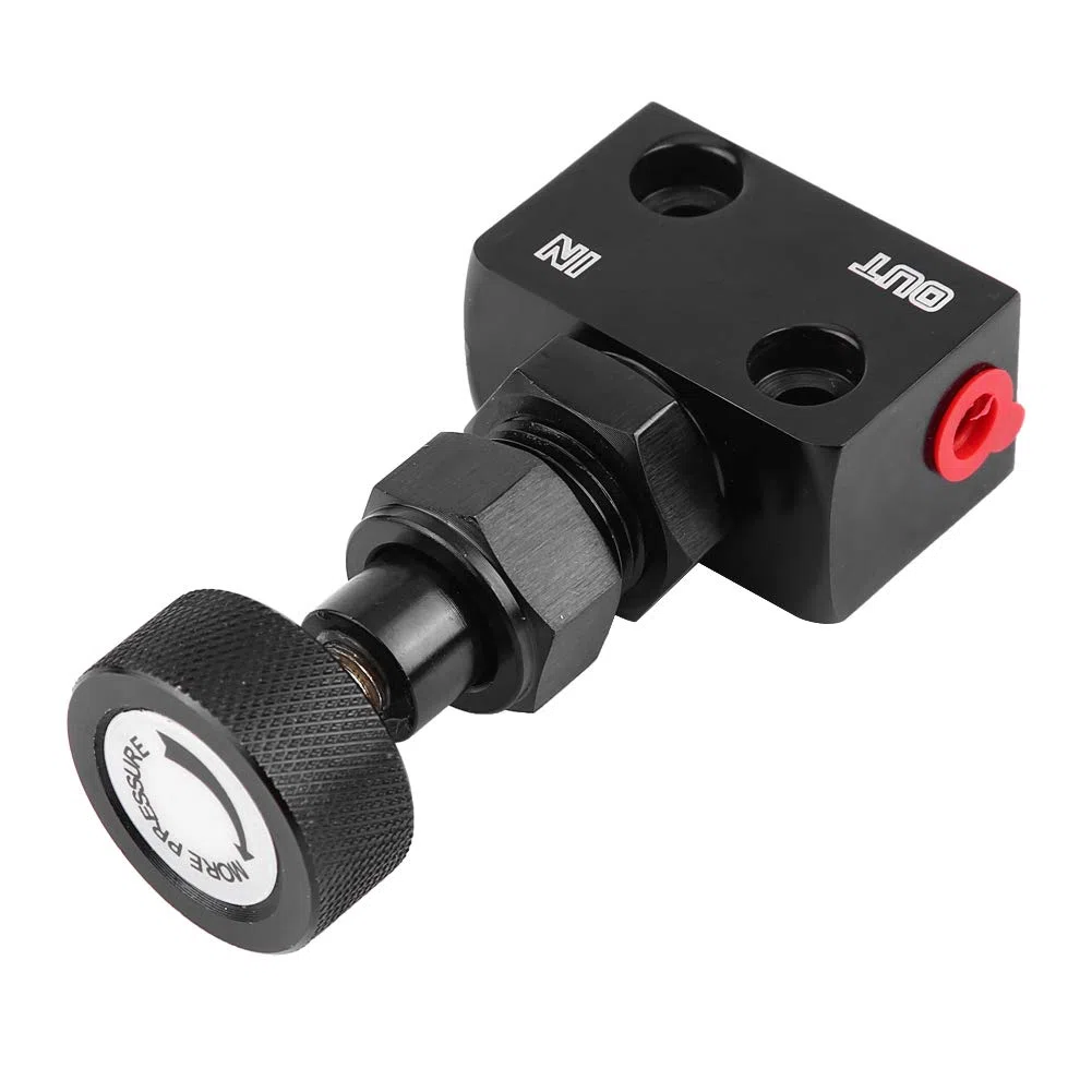 Qiilu Válvula de Control de Escape Válvula de Dosificación de freno Regulador de freno Regulador de fuerza de frenado Universal para Coche ajustable (Negro)