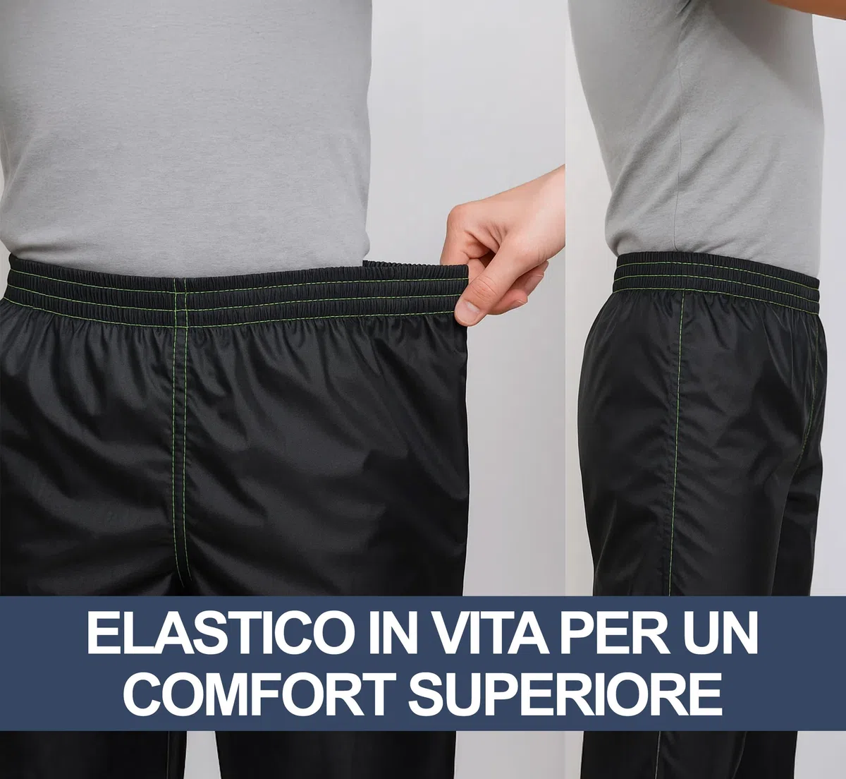 Auto Accessori Lupex Mono de moto, impermeable, resistente a la lluvia, cortaviento, negro, con bolsillo, completo con chaqueta y pantalón de lluvia con capucha retráctil, PVC, unisex para hombre y