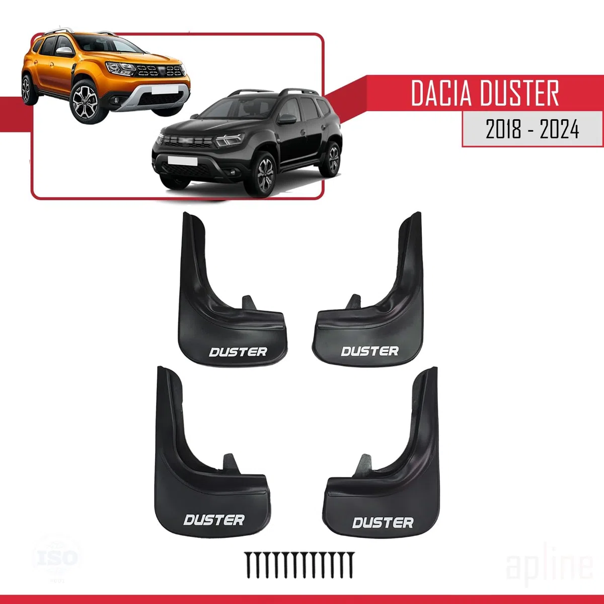 Compatible con Dacia Duster 2 (HM) 2018-2024 Guardabarros Vehículo Juego Delantero Trasero 4 Piezas Negro