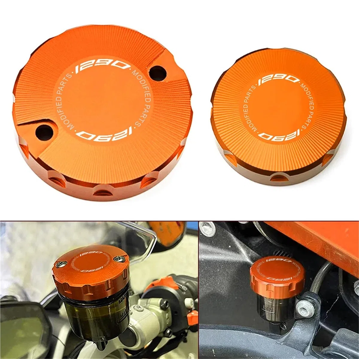 Tapa del depósito de líquido de freno delantero y trasero for motocicleta KTM 1290 SUPER ADVENTURE SR 1290 Super ADV R/T 1290SAS 1290 Super Duke R GT(Front-Orange)