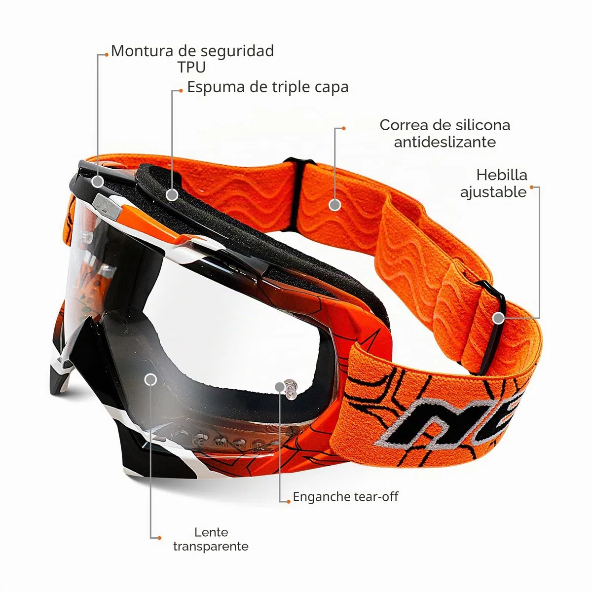 Gafas de Motocross, ATV Dirt Bike Racing Gafas de seguridad, UV400 Ciclismo Motocross Gafas para deportes al aire libre- Adecuado para adultos