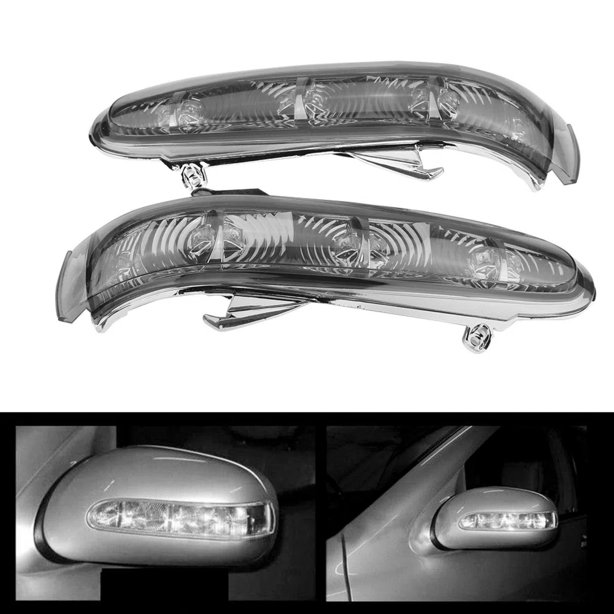 Qiilu 1 par de luz intermitente indicadora de espejo retrovisor para para W220 Clase S W215 Clase CL H3k855