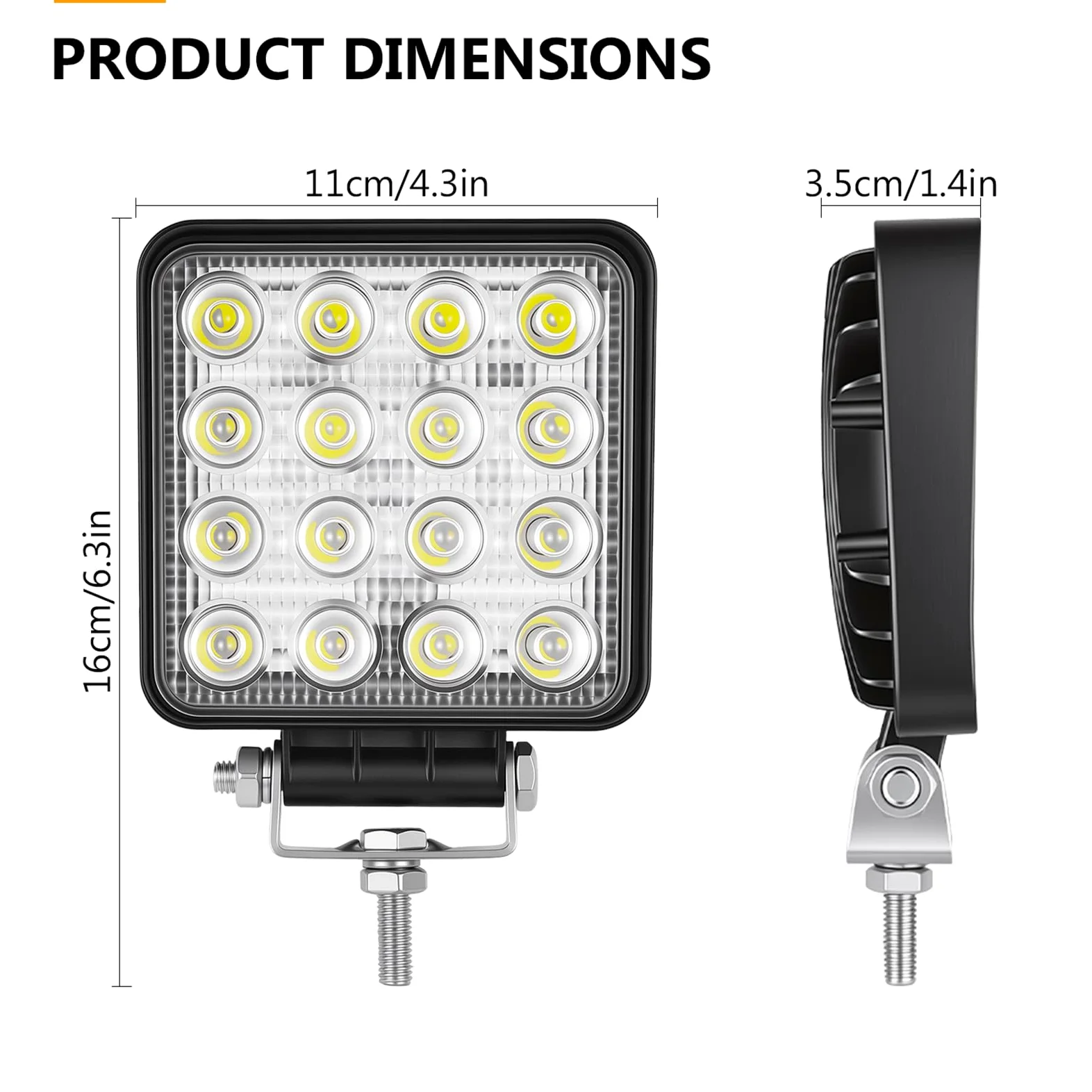 SKYWORLD Barra de luz LED de trabajo 4 Pulgadas 48W Flood que conduce luces de niebla para un vehículo todoterreno 4WD camión tractor Tractor Remolque 4x4 SUV ATV (paquete de 2)