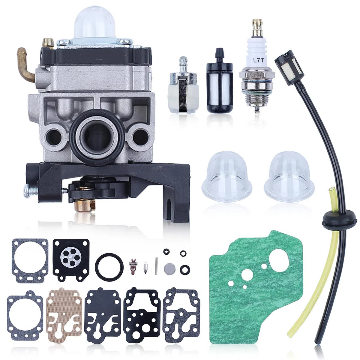 Carburador Kit para Desbrozadora para Honda GX35 GX25 GX22 GX31 HHT35S HHT35S Kit de Carburador con Viene Junta, Bujía, Manguera, Burbuja de Aceite, Filtro de Combustible