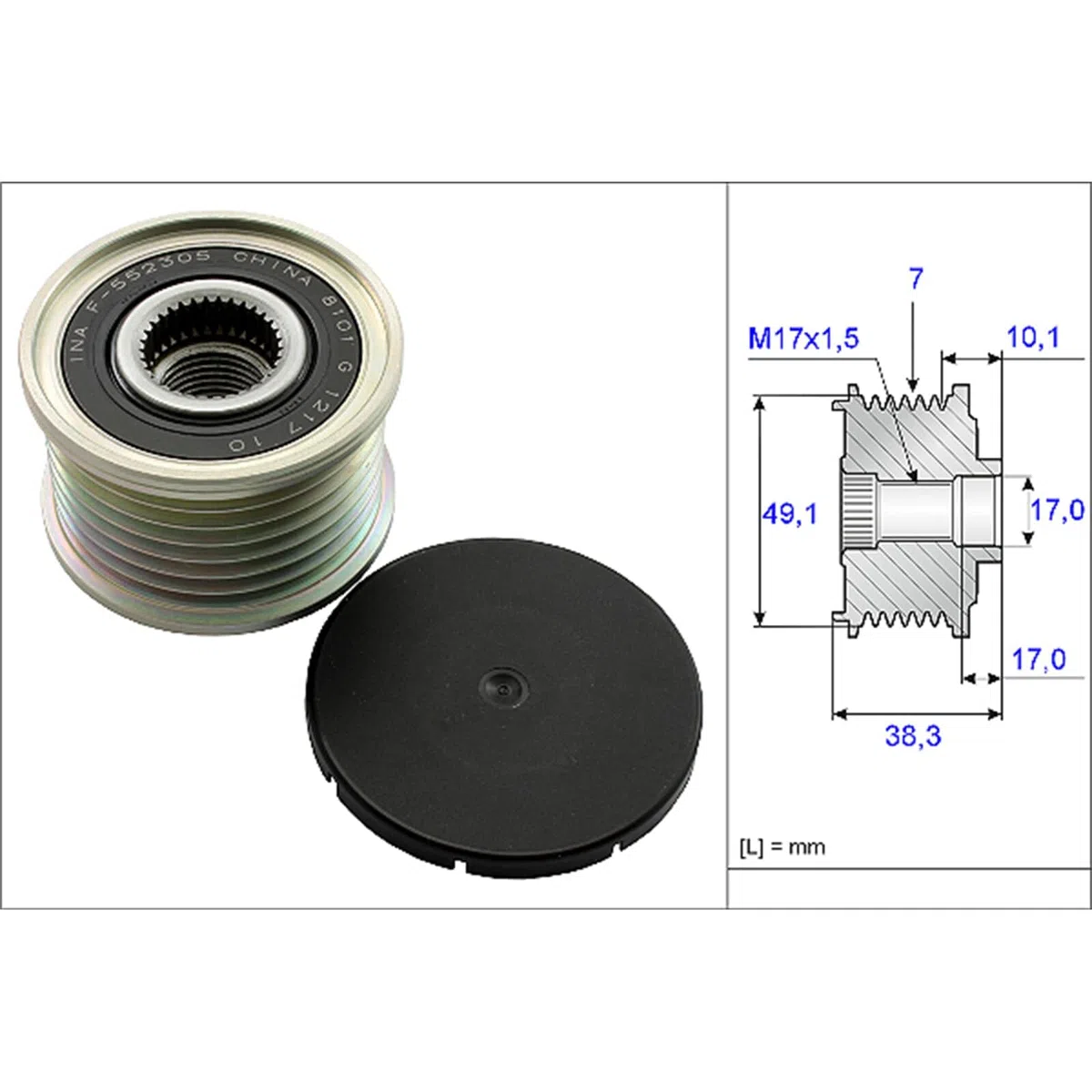INA 535 0153 10 Rueda libre de alternador Compatible con NISSAN Qashqai II J11, J11, RENAULT MEGANE III Grandtour KZ0/1 GRAND SCÉNIC III JZ0/1 Megane IV Grandtour K9A/M/N