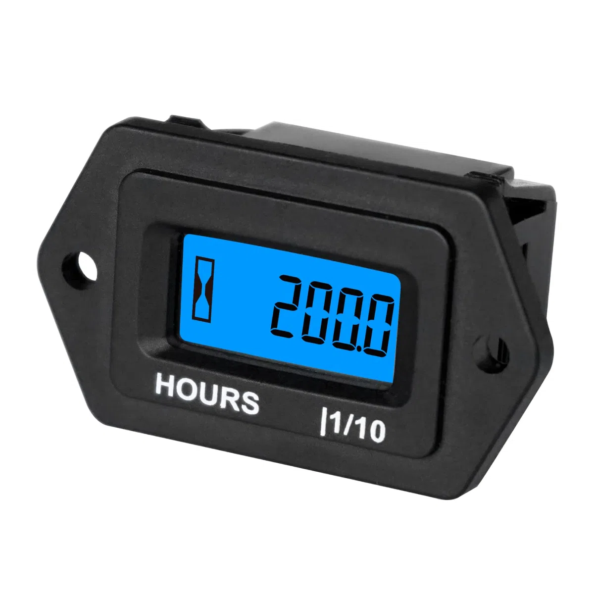 Medidor de horas digital LCD CC de 9 V a 65 V con retroiluminación azul, impermeable, almacenamiento de datos, uso para autocaravana, cortacésped, limpiador de motos de nieve