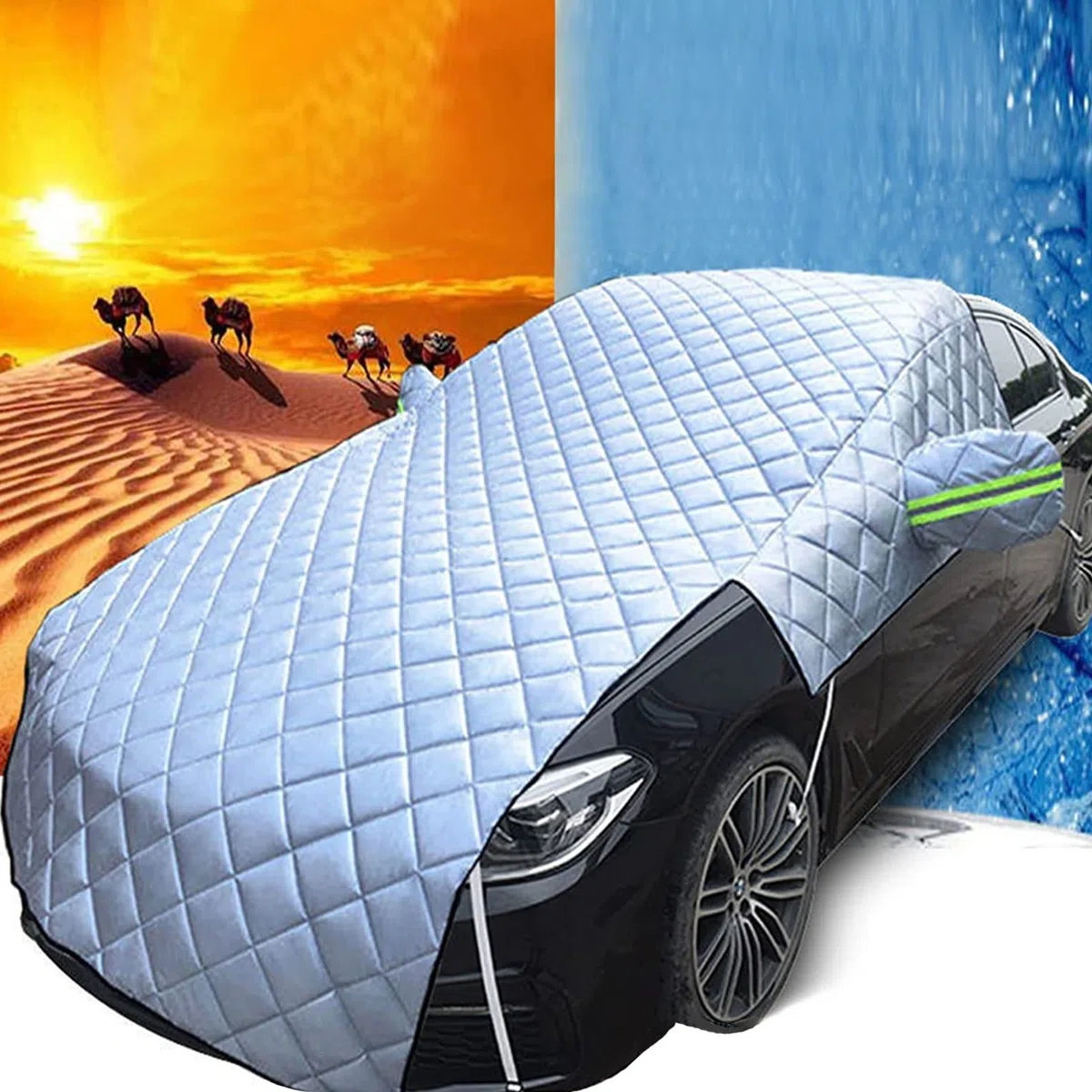 Protector De Parabrisas,Parasol Coche Delantero,Nieve Cubiertas,Protege De Rayos Antihielo Y Nieve,UV,Lluvia,Funda Plegable Parabrisa Delantero (Car General)