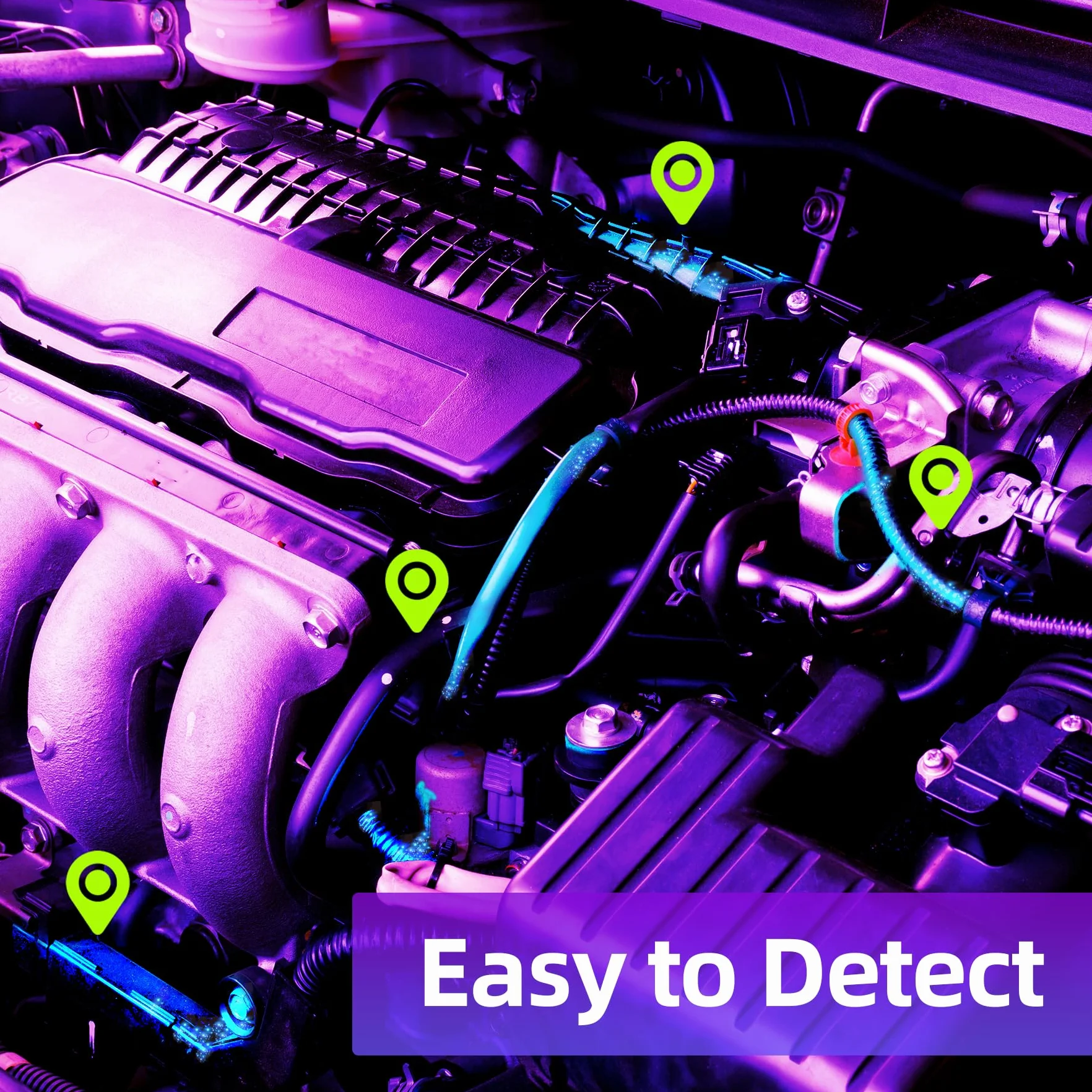 COSOOS Herramienta de detección de Fugas de Aire Acondicionado, Kit de Detector de Fugas de CA, luz UV para detección de Fugas de Tinte UV CA, Detector de Fugas de Tinte de Aceite con Gafas