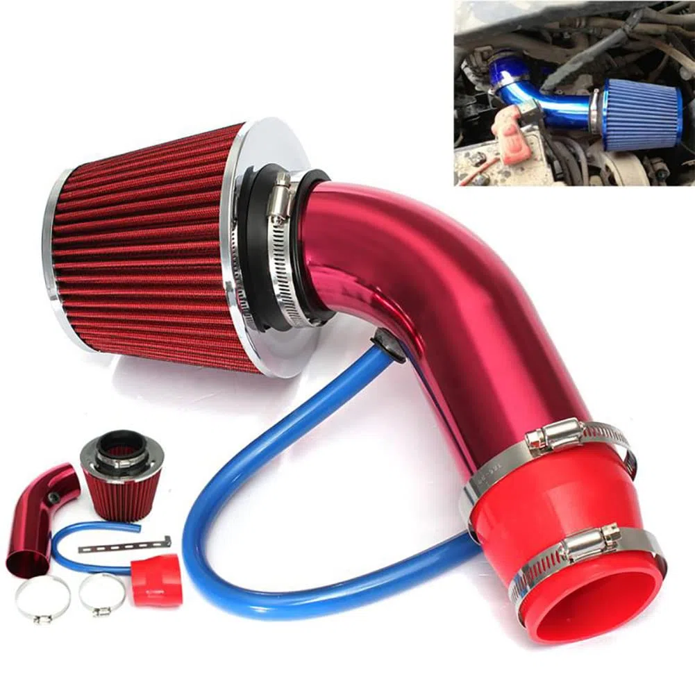 Tubo de Entrada de Aire frío, 76 mm Universal PerCompatible withmance Coche Filtro de Entrada de Aire frío Turbo Filtro de Aire automotriz de Aluminio Kit de Tubo de Manguera de Flujo