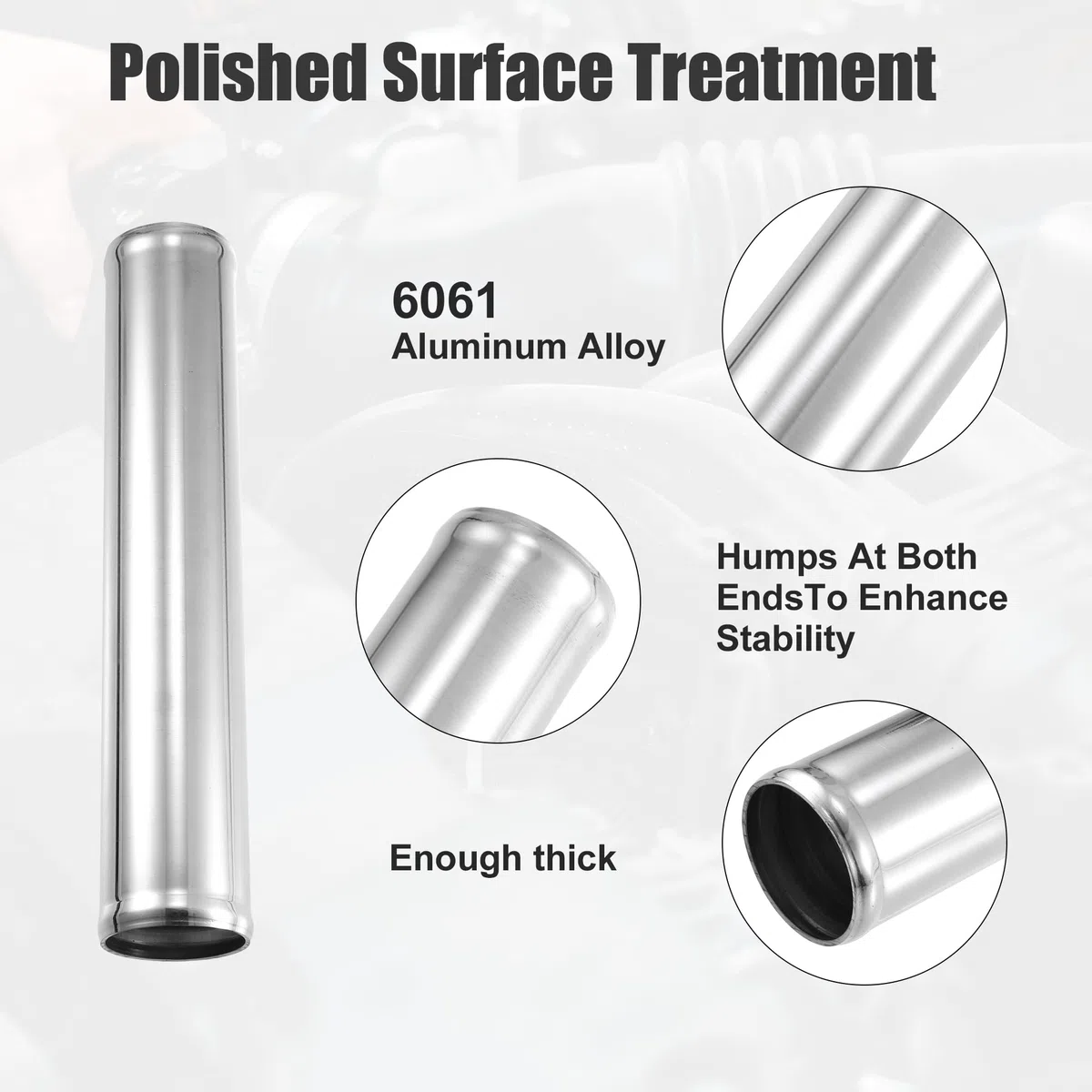 X AUTOHAUX Tubo de aleación de aluminio de diámetro exterior de 57 mm de longitud, 300 mm, tubo de entrada de aire recto, tono plateado para coche