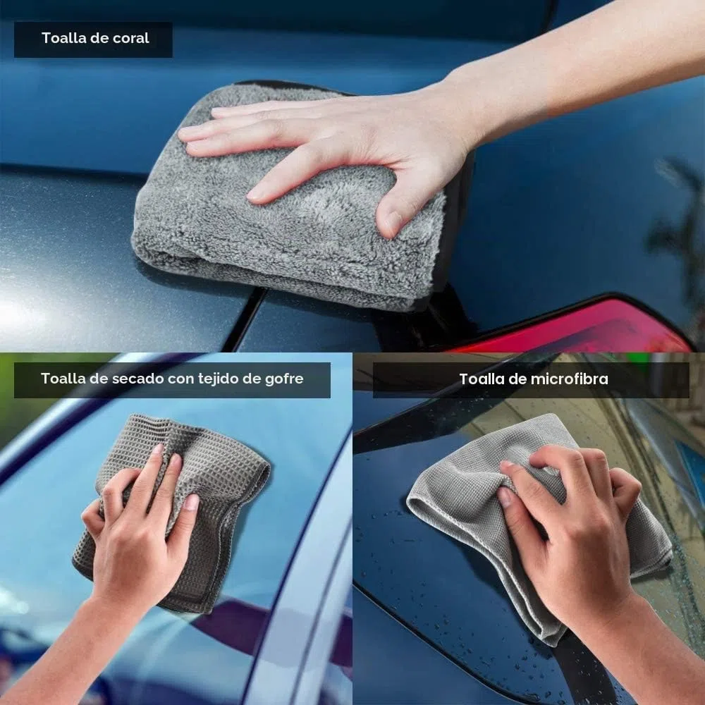 MEISHANG Set Limpieza Coche,Mitón de Microfibra Toalla,Kit Limpieza Coche,Toalla de Lavado de Autos,Cepillo para Llantas,Juego de para el Lavado del Coche