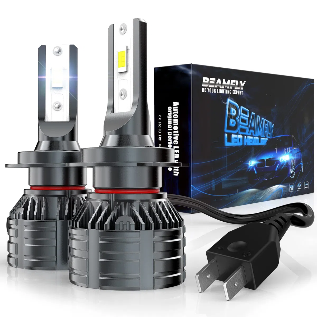 Bombillas H7 LED 32000LM, Lampara Faros Delanteros Coche 12V 100W 6000K Luces Blancas