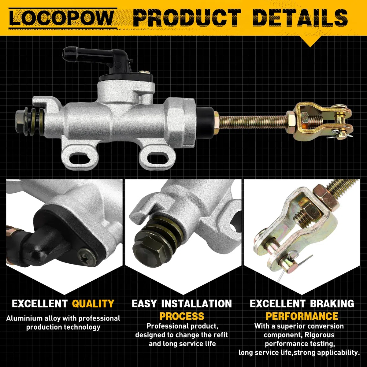 LOCOPOW Bomba universal cilindro maestro de freno trasero para Yamaha Kawasaki Suzuki Honda Arctic Cat Reparación edición para Dirt Bike ATV Motocicletas