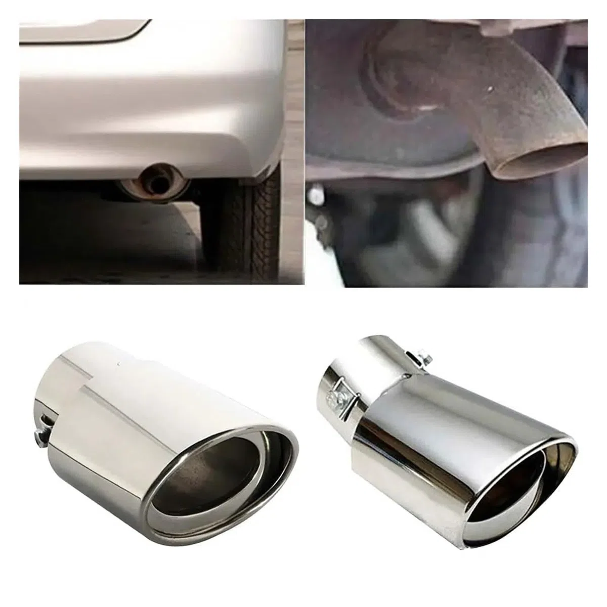 Cola de Escape, para VW T5 Multivan Transporter T6 California Multivan Transporter Embellecedor de Acero Inoxidable Salida de Escape Cromada Brillante y Anti-Óxido,A