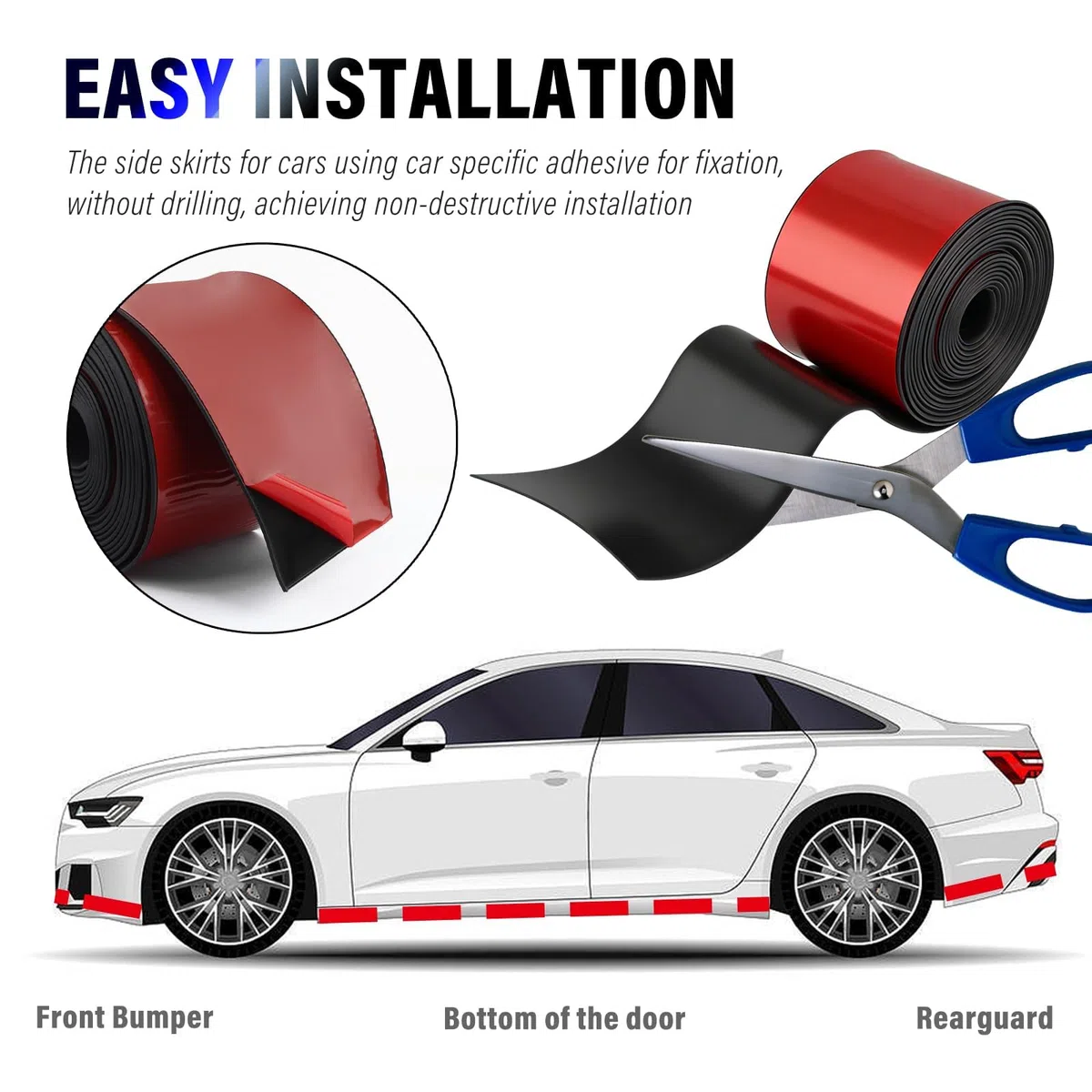 Faldones Laterales para Citroen Berlingo 2008-2018, Taloneras Flexibles Coche Tiras Decorativas Protector de Carrocería Antirrayas Goma de Premium