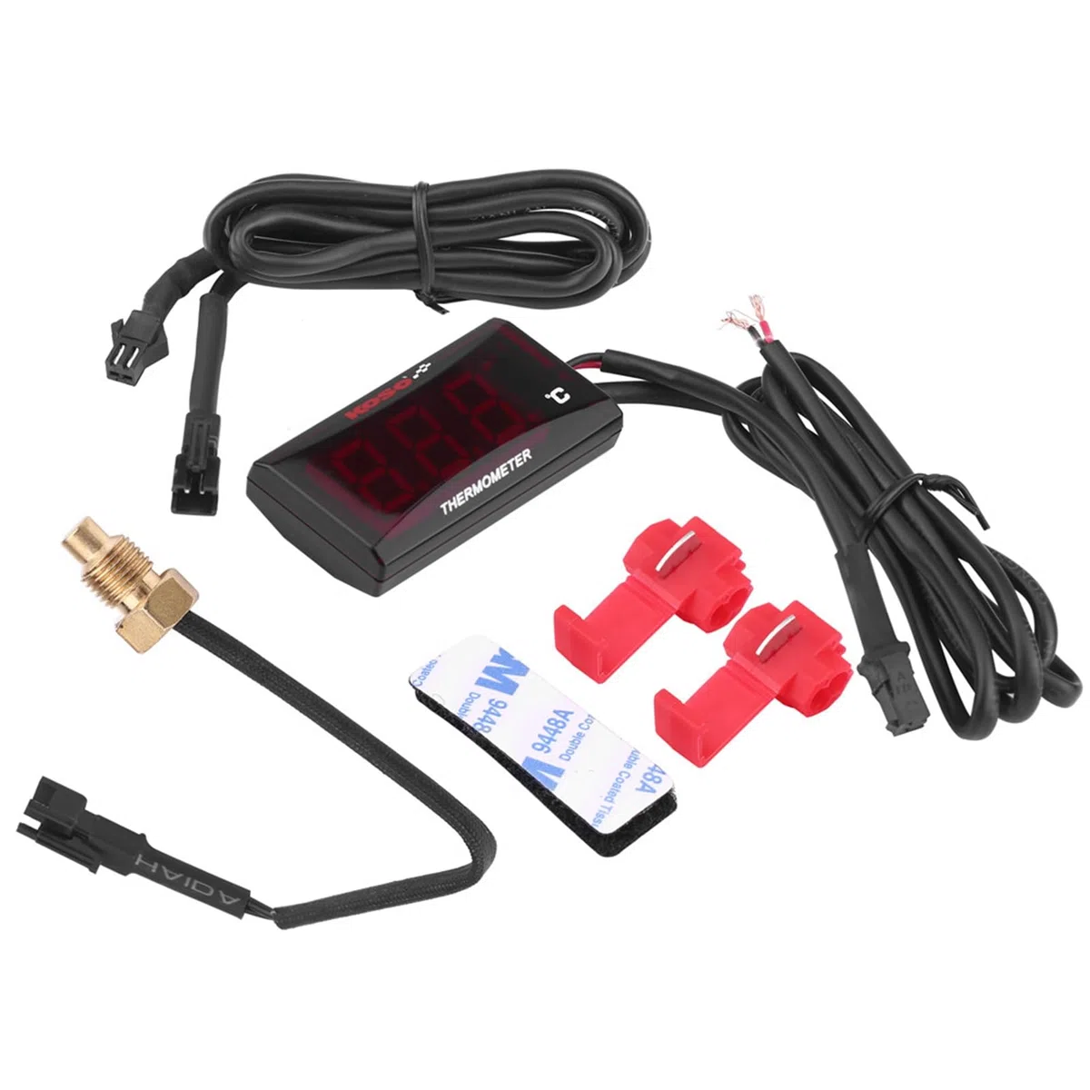 Ymiko Termómetro Digital de Motocicleta Termómetro Digital Universal de Motocicleta Medidor de Temperatura de Temperatura del Agua para Scooter de Carreras Quad Square(Luz roja)
