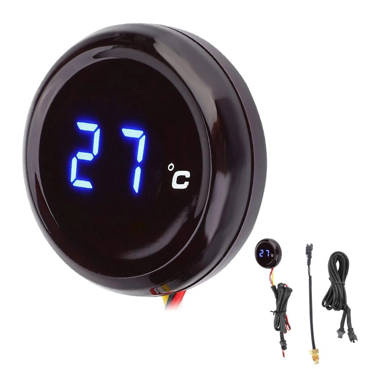 KIMISS Pantalla de termómetro digital para motocicleta Manillar Pantalla de temperatura de visión nocturna impermeable Pantalla LED para motocicleta de 12 V, carreras, scooter, etc. (Azul)