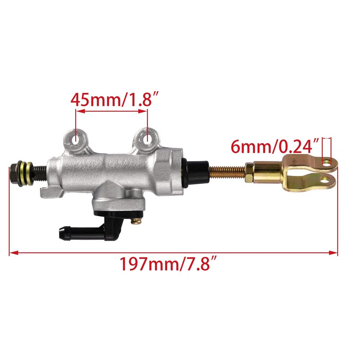 WOOSTAR Cilindro Maestro Freno Trasero con Deposito Liquido Reemplazo para China 50cc 70cc 90cc 110cc 125cc ATV Dirt Pit Bike