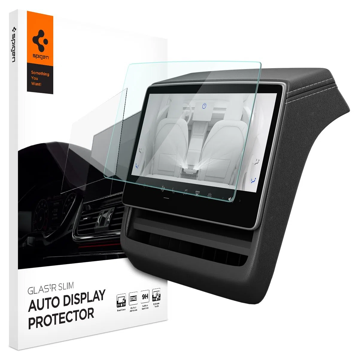 Spigen Glas.tR Slim Protector de Pantalla para Tesla Model 3 (2026-2024), Model Y (2026/2025) 8", 1 Unidad, Pantalla Trasera, Instalación Fácil, Antideslumbrante Mate, Anti-Huellas, Dureza 9H
