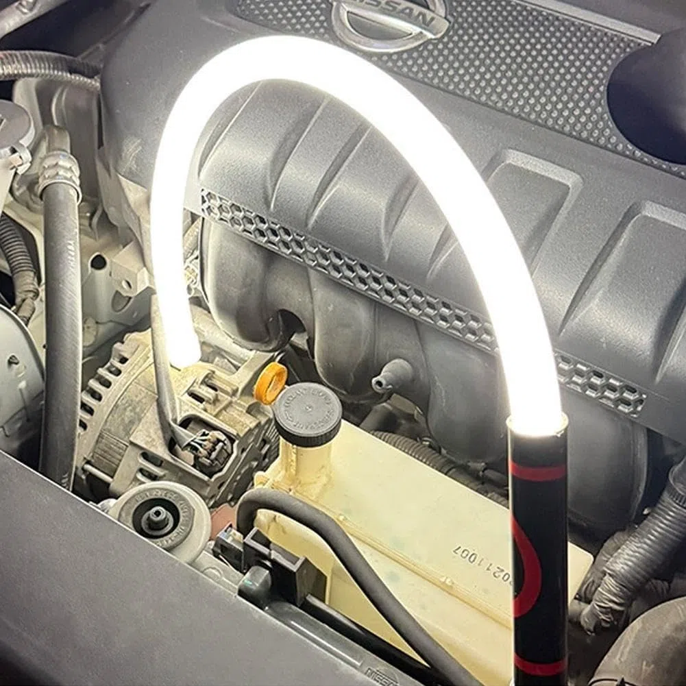 Linterna LED flexible recargable para mecánicos, base magnética plegable con lámpara de inspección fuerte